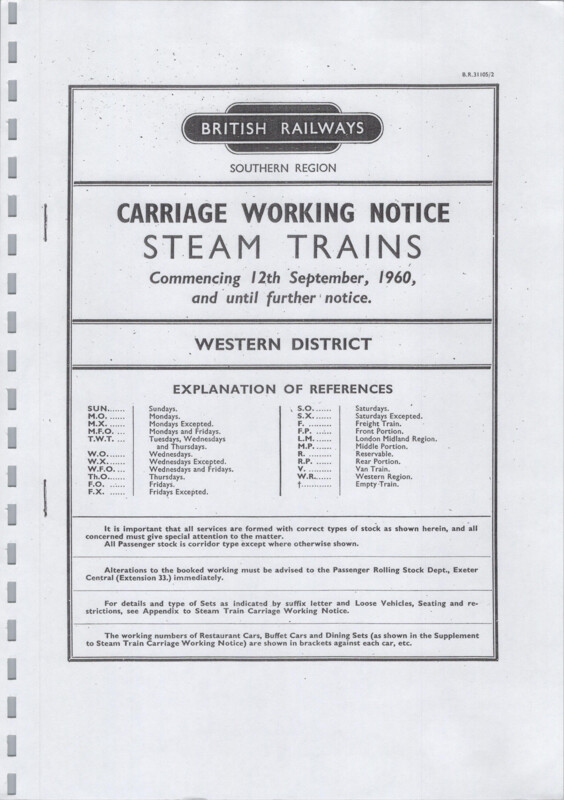Southern Appendix to the Carriage Working Notice, Western District, 12 September 1960. 73 pages. [CW01196009120]