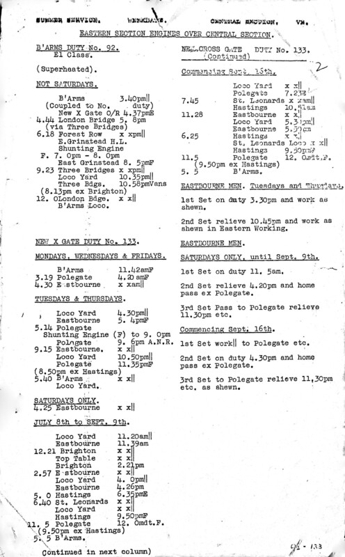 Southern Engine Workings, Central Division, Weekdays starting 03 July 1939. 152 pages. Notes: Revised with CR3 Revisions. [EW02193907030]
