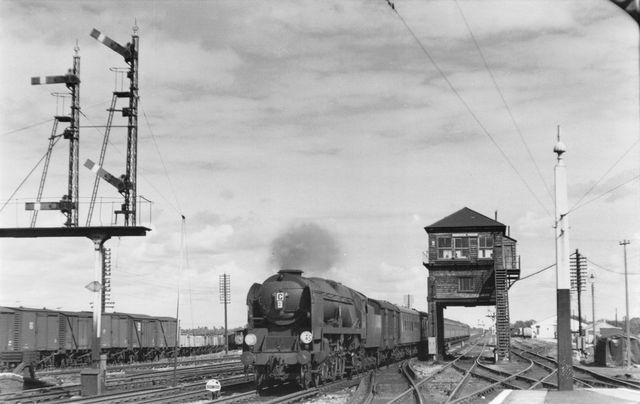 BR(S) West Country class 34014 'Budleigh Salterton' at Paddock Wood, Kent with a Folkestone Harbour or Dover Marine - Victoria Boat Train on Saturday 13 Aug 1960 - J.H.W. Kent [001778]