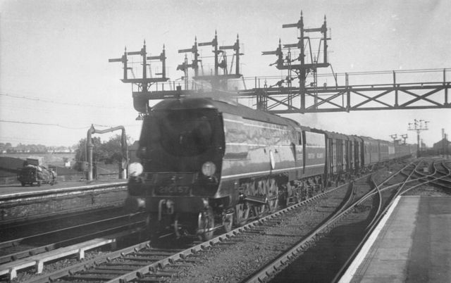 BR BB class S21C157 'Biggin Hill' at Ashford, Kent with a Dover Marine or Folkestone Harbour - Victoria Boat Train on Tuesday 12 Oct 1948 - J.H.W. Kent [002004]