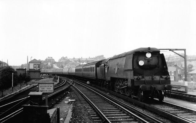 BR(S) Battle of Britain class 34066 'Spitfire' at Dartford, Kent on Saturday 30 May 1959 - J.H.W. Kent [002045]