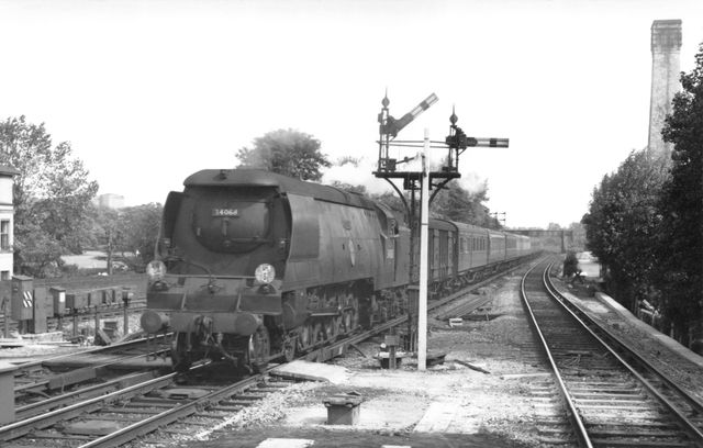 BR(S) Battle of Britain class 34068 'Kenley' at Shortlands, Greater London with a Dover Marine or Folkestone Harbour - Victoria Boat Train on Saturday 23 May 1959 - J.H.W. Kent [002063]