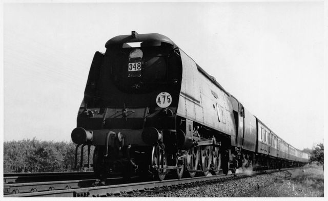 BR(S) Battle of Britain class 34081 '92 Squadron' near Teynham, Kent with a Ramsgate - Victoria service on Saturday 17 Sep 1955 - J.H.W. Kent [002126]