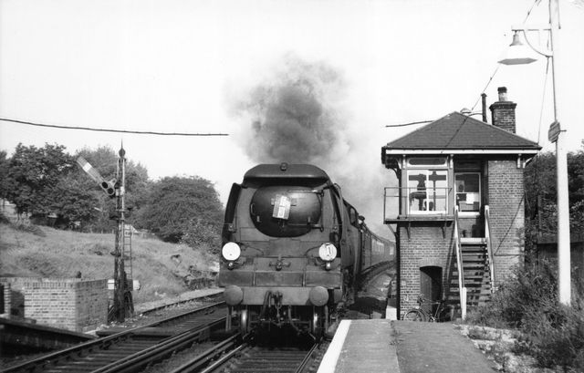 BR(S) West Country class 34092 'City of Wells' at Sydenham Hill, Greater London with a Victoria - Folkestone Harbour Boat Train on Saturday 13 Sep 1958 - J.H.W. Kent [002216]