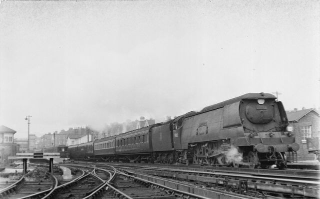 BR(S) West Country class 34102 'Lapford' at Gillingham, Kent with a Victoria - Ramsgate service on Saturday 19 May 1951 - J.H.W. Kent [002272]
