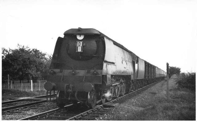 BR(S) West Country class 34102 'Lapford' near Teynham, Kent on Saturday 17 Sep 1955 - J.H.W. Kent [002276]