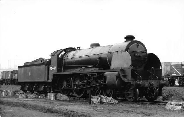 BR(S) King Arthur class 30449 'Sir Torre' at Nine Elms Shed, Greater London on Saturday 14 Mar 1959 - J.H.W. Kent [003339]