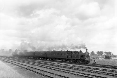 BR(S) M7 class 30242 at Stoneham Sidings, Hampshire with an Eastleigh - Southampton Terminus service on Saturday 19 Aug 1950 - J.H.W. Kent [023042]