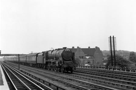 BR(M) Patriot class 45521 'Rhyl' at South Kenton Station, Greater London with the up "The Manxman" on Saturday 14 Jul 1951 - J.H.W. Kent [025136]