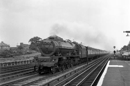 BR(M) Princess class 46203 'Princess Margaret Rose' at South Kenton Station, Greater London with the down "The Merseyside Express" on Saturday 14 Jul 1951 - J.H.W. Kent [025140]