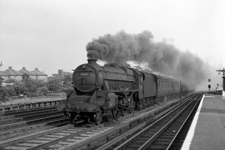 BR(M) 5MT class 45039 at South Kenton Station, Greater London with a down goods service on Saturday 14 Jul 1951 - J.H.W. Kent [025143]