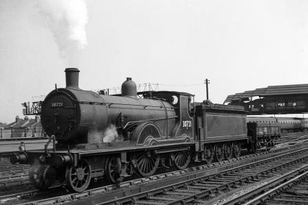 BR(S) T9 class 30721 at Clapham Junction Station, Greater London with a Coupled to a single wagon on Saturday 21 Jul 1951 - J.H.W. Kent [025152]