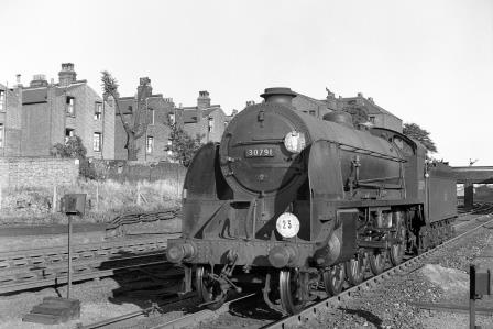 BR(S) King Arthur class 30791 'Sir Uwaine' at Wandsworth Road, Greater London with an up light engine service on Saturday 21 Jul 1951 - J.H.W. Kent [025188]