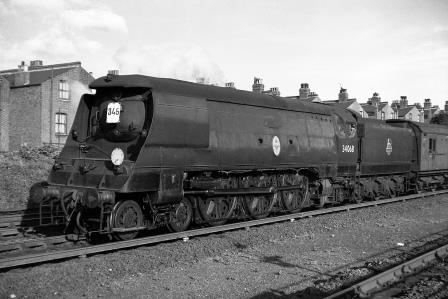 BR(S) Battle of Britain class 34068 'Kenley' at Wandsworth Road, Greater London with a Ramsgate - Victoria service on Saturday 18 Aug 1951 - J.H.W. Kent [025274]