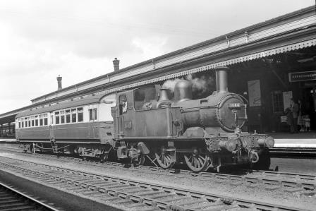 BR(W) 1400 class 1444 at Reading General Station, Berkshire on Monday 20 Aug 1951 - J.H.W. Kent [025284]
