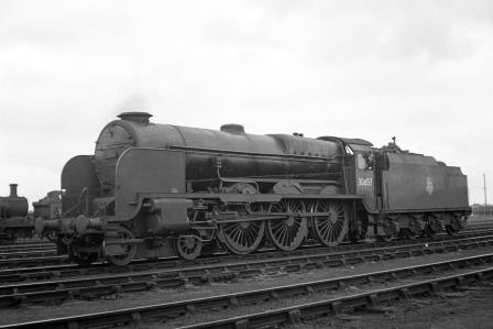 BR(S) Lord Nelson class 30853 'Sir Richard Grenville' at Eastleigh Shed, Hampshire on Friday 24 Aug 1951 - J.H.W. Kent [025335]