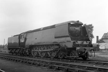 BR(S) Battle of Britain class 34085 at Eastleigh Shed, Hampshire on Friday 24 Aug 1951 - J.H.W. Kent [025343]