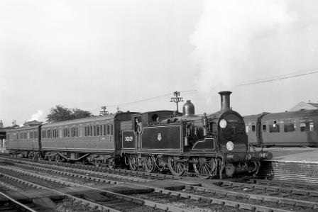 BR(S) M7 class 30029 at Eastleigh, Hampshire with a down Local Passenger service on Friday 24 Aug 1951 - J.H.W. Kent [025352]
