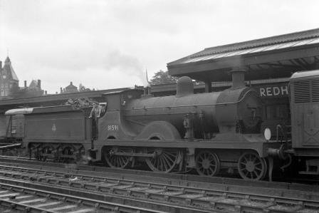 BR(S) D class 31591 at Redhill Station, Surrey with a Vans on Saturday 15 Sep 1951 - J.H.W. Kent [025374]