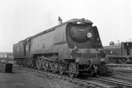 BR(S) Battle of Britain class 34110 '66 Squadron' at Nine Elms Shed, Greater London on Saturday 29 Sep 1951 - J.H.W. Kent [025417]