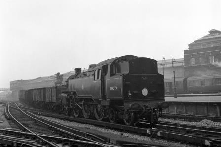 BR(S) Std 4MT class 80019 at Brighton Station, East Sussex Shunting coal wagons on Saturday 27 Oct 1951 - J.H.W. Kent [025481]