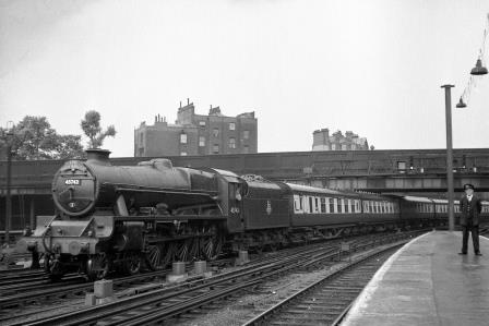 BR(M) Jubilee class 45742 'Connaught' at Euston Station, Greater London with an Arriving with The Midlander on Wednesday 17 Jun 1953 - J.H.W. Kent [025513]