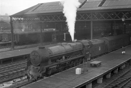 BR(M) Royal Scot class 46170 'British Legion' at Euston Station, Greater London with a Passenger train departure on Wednesday 17 Jun 1953 - J.H.W. Kent [025524]