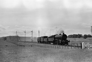 BR(E) K2 class 61793 at Lossie Junction, Scotland with the 12.24pm Elgin - Keith Junction Freight on Friday 08 Jul 1955 - J.J. Smith [040064]