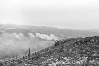 BR(W) 4500 class 4568 & BR(W) 4500 class 4583 at Burrator, Devon with the 2.51pm Yelverton - Princetown service on Saturday 03 Mar 1956 - J.J. Smith [040234]