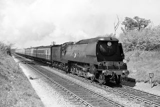 BR(S) West Country class 34017 'Ilfracombe' at Herne Bay, Kent with the 10.10am Victoria - Ramsgate service on Saturday 19 May 1956 - J.J. Smith [040381]