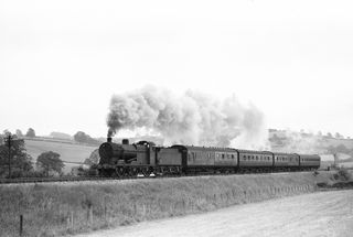 BR(M) 4F class 44523 with the 12.00noon Templecombe - Bath Green Park service on Saturday 28 Jul 1956 - J.J. Smith [040567]