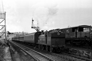 BR(S) M7 class 30039 at Exmouth Junction, Devon on Sunday 18 Jun 1950 - J.J. Smith [040889]