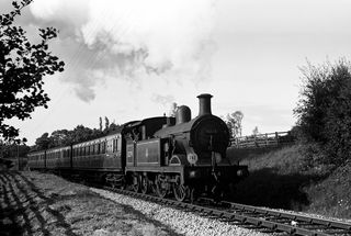 BR(S) H class 31279 between Rotherfield and Mark Cross and Mayfield. Argos Hill, East Sussex with the 5.55pm Tunbridge Wells West - Eastbourne service on Thursday 07 Jun 1951 - J.J. Smith [041462]