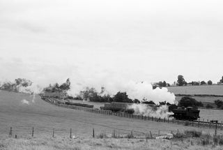 BR 5700 class 3645 north of Savernake, Wiltshire with the 5.33pm to Marlborough on Saturday 16 Jul 1960 - J.J. Smith [042052]