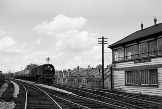 BR(S) Battle of Britain class 34078 '222 Squadron' at Latchmere Junction, Greater London on Sunday 31 Jul 1960 - J.J. Smith [042079]