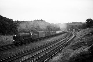 BR(S) Schools class 30922 'Marlborough' at Balcombe Tunnel Junction, West Sussex with the 5.48pm Newhaven - Victoria service on Saturday 26 Jul 1952 - J.J. Smith [042983]