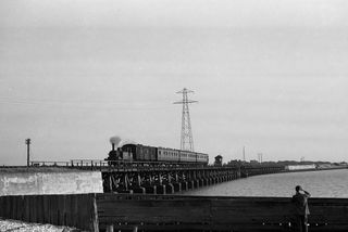 BR(S) Terrier class 32640 at Langston Bridge, Hampshire with the 5.13pm Hayling - Havant service on Saturday 23 Aug 1952 - J.J. Smith [043043]