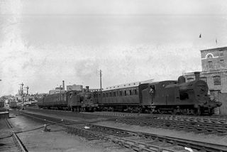 169 & 143 at Belfast, Great Victoria Street, Ireland with the 6.03pm Belfast - Lisburn service on Saturday 04 Jul 1953 - J.J. Smith [043465]