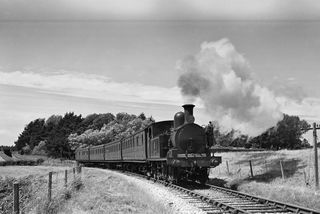 O2 class W30 'Shorwell' at Yarmouth, Isle of Wight with the 2.00pm Freshwater - Newport service on Thursday 30 Jul 1953 - J.J. Smith [043481]