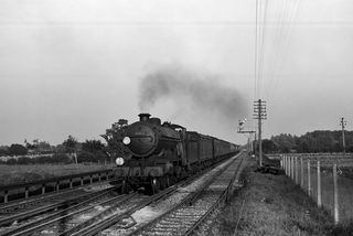 BR(S) Brighton Atlantic class 32422 'North Foreland' at Plumpton, East Sussex with the 6.14pm Special Newhaven - Victoria on Tuesday 11 Aug 1953 - J.J. Smith [043511]