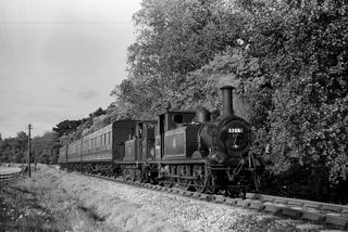 BR(S) Terrier class 32661 & BR(S) Terrier class 32662 at Langston, Hampshire with the 6.34pm Havant - Hayling service on Saturday 22 Aug 1953 - J.J. Smith [043521]