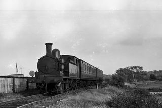 O2 class W28 'Ashey' approaching St Helens, Isle of Wight with a Bembridge - Brading service on Sunday 20 Sep 1953 - J.J. Smith [043560]