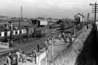 Moor Row, Cumbria Station, Cumbria with the "SLS West Cumberland" Rail Tour on Sunday 05 Sep 1954 - J.J. Smith [044008]
