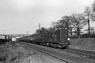 GT1 class 10800 at Salfords, Surrey with a New Cross Gate - Brighton Special on Friday 03 Dec 1954 - J.J. Smith [044123]