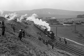 BR(M) 3F class 43618 at Middleton Top, Derbyshire with the "GRS Cromford and High Peak" Rail Tour on Saturday 21 May 1955 - J.J. Smith [044250]