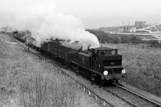 E1 class W4 'Wroxall' south of Medina Wharf, Isle of Wight with the 12.03pm Medina Wharf - Newport service leaving on Saturday 30 Mar 1957 - J.J. Smith [044323]