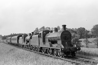204 & 203 at Drumclay, on Omagh side of Enniskillen, Ireland with the 6.20pm Omagh - Enniskillen service on Friday 05 Jul 1957 - J.J. Smith [044531]