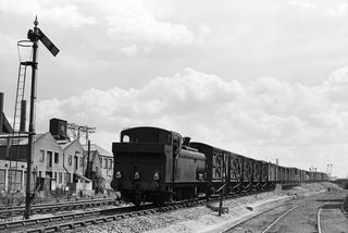 BR 5700 class 9701 at Chelsea Basin, Greater London with the 1.25pm South Lambeth GWR Depot - Old Oak Common service on Saturday 24 Aug 1957 - J.J. Smith [044559]