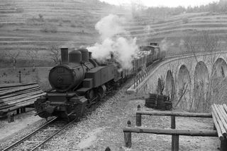 CFD 414 at Le Cheylard, France with the 12.42pm Freight Tournon - Le Cheyland on Monday 03 Mar 1958 - J.J. Smith [044767]