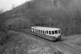 SNCF X212 in France with the 2.05pm Uzerche - Argentat service on Saturday 08 Mar 1958 - J.J. Smith [044807]